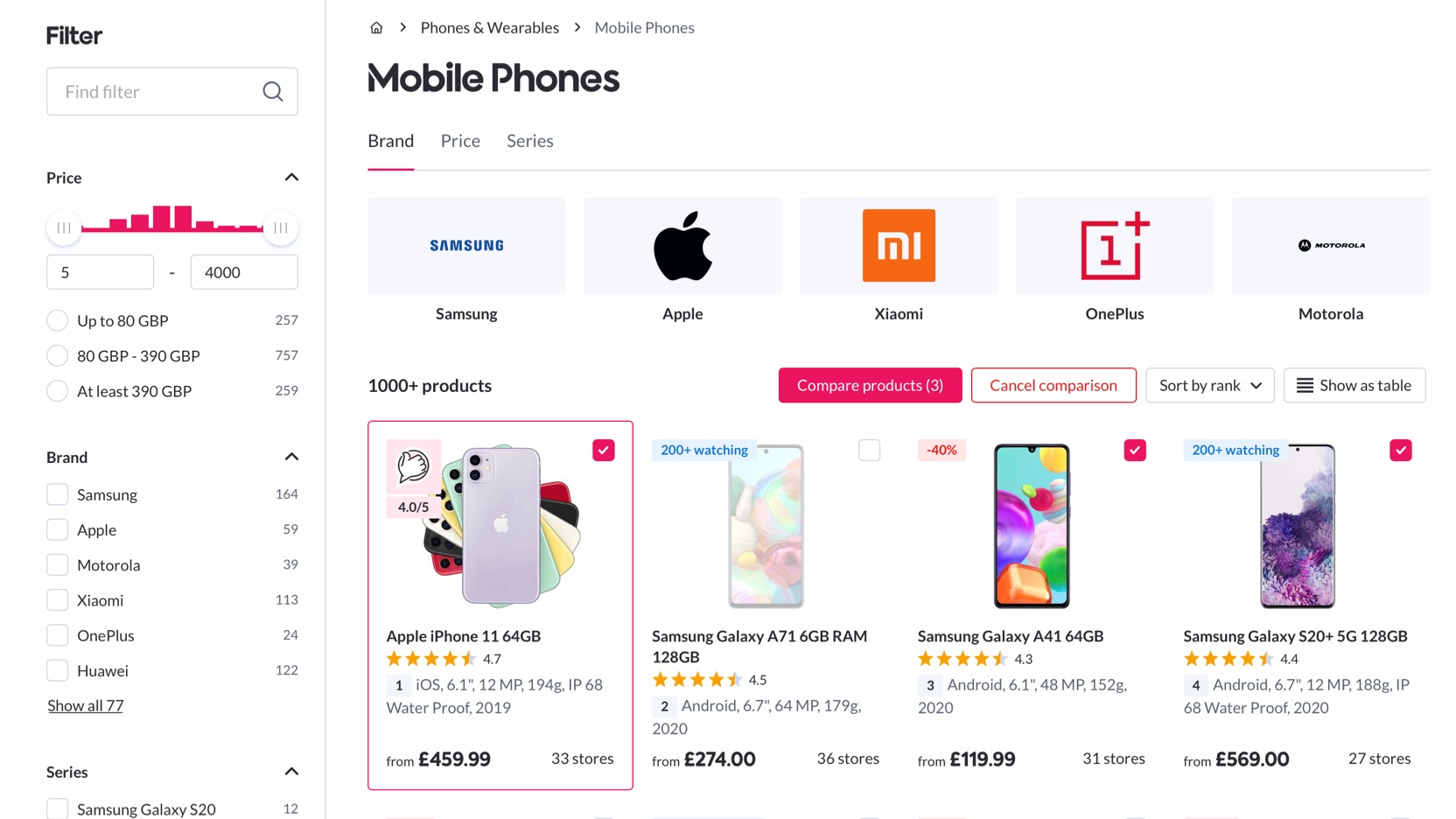 Select compare products