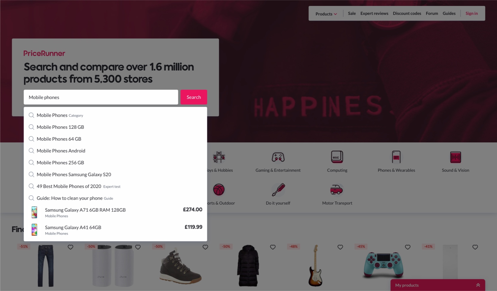 Search on PriceRunner